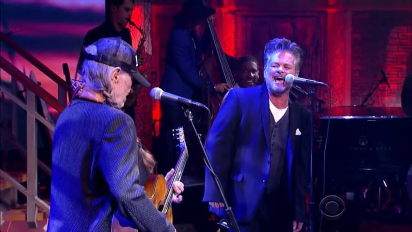 Willie Nelson & John Mellencamp Late Show With Stephen Colbert Screengrab