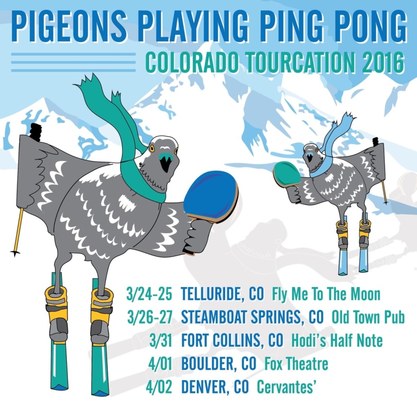 Pigeons Playing Ping Pong Colorado Poster
