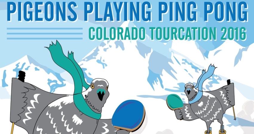 Pigeons Playing Ping Pong Colorado Poster Crop