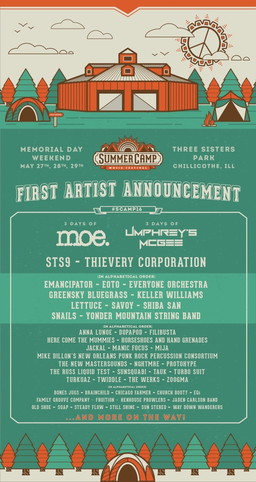 Summer Camp 2016 1st Artist Announcement Poster
