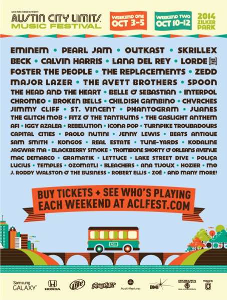 Austin City Limits Music Festival 2014 Lineup Revealed