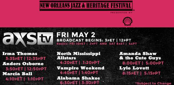 AXS TV Friday Jazz Fest Schedule & Eric Clapton Addition