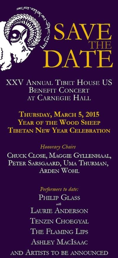 Initial 2015 Tibet House Benefit Concert Lineup Announced