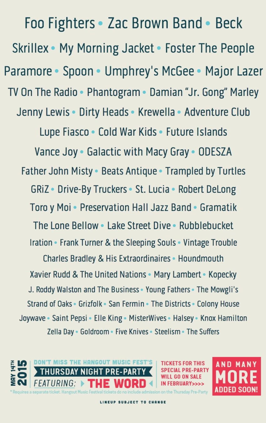 Hangout Music Fest 2015 Lineup Revealed