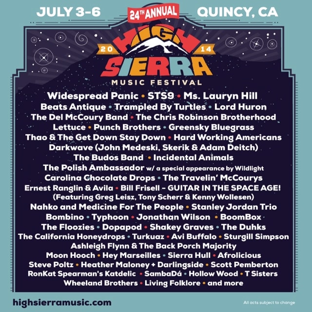 High Sierra Music Festival Announces Artist Playshops