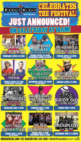 New Orleans House Of Blues Jazz Fest Lineup