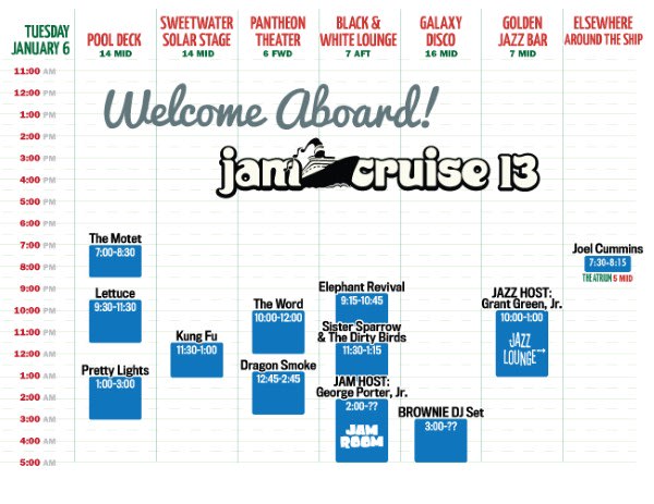 Jam Cruise 13 Schedule Revealed