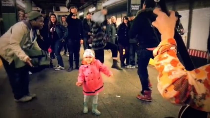 Little Girl Leads Me & My Uncle Subway Dance Party