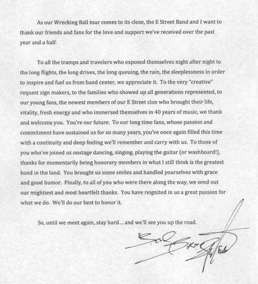 Bruce Springsteen Pens Letter To Fans And Shares New Recording