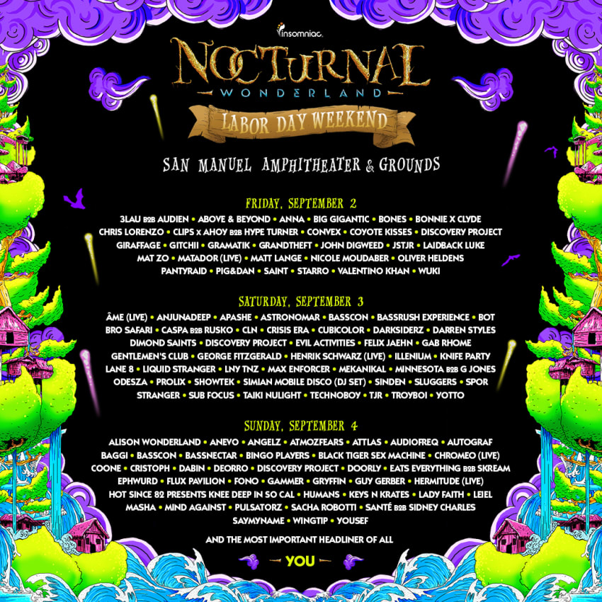 nocturnal wonderland 2016 line up