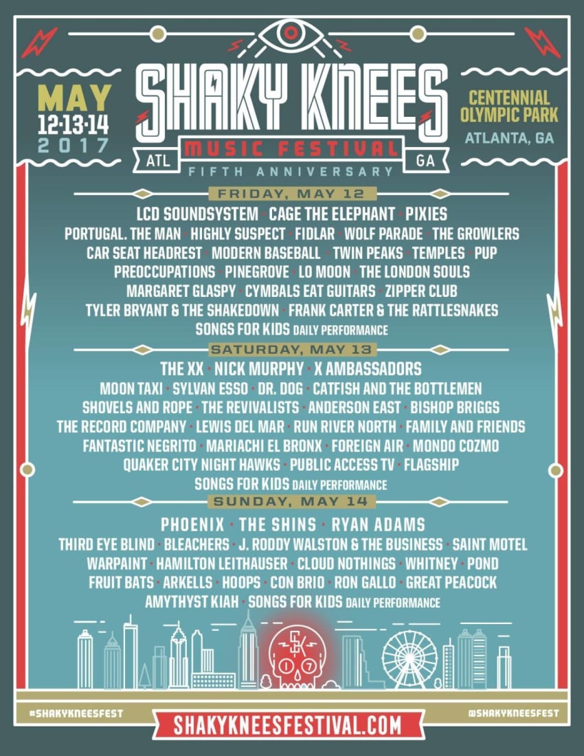 Shaky Knees 2017 Daily Lineup Poster
