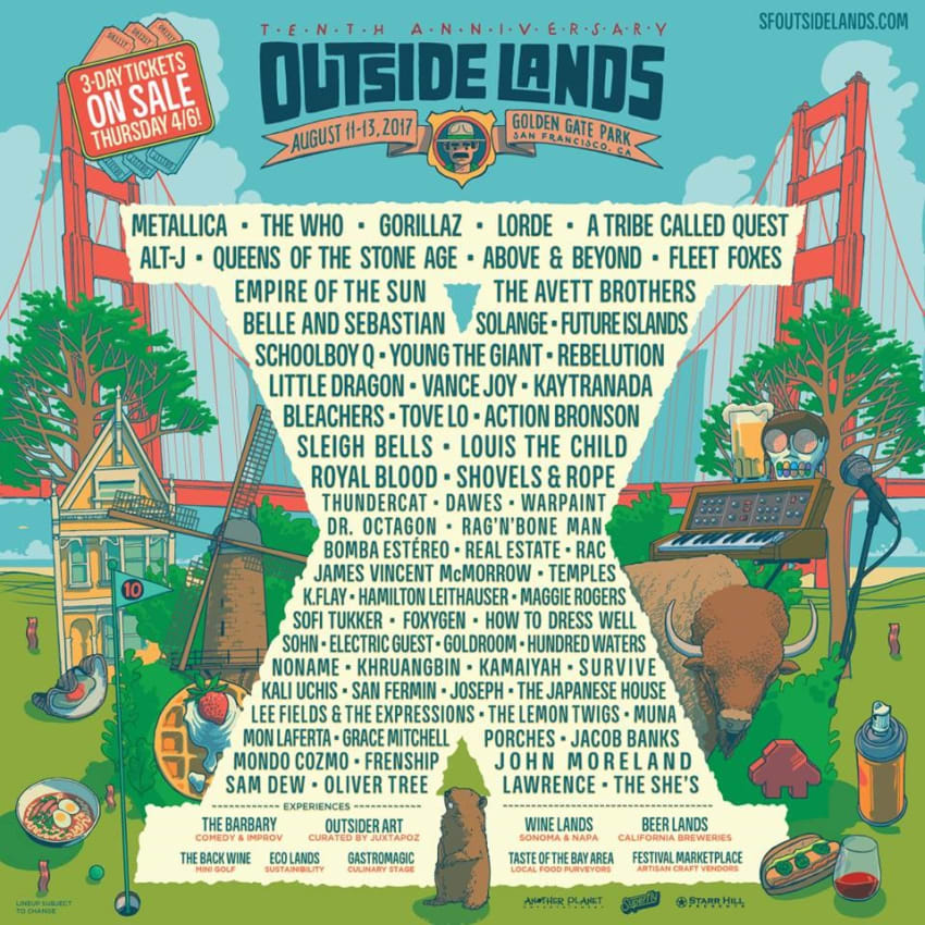 Outside Lands Festival Announces 2017 Lineup