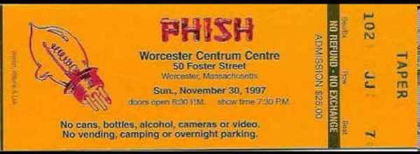 Phish Worcester 1997 Ticket