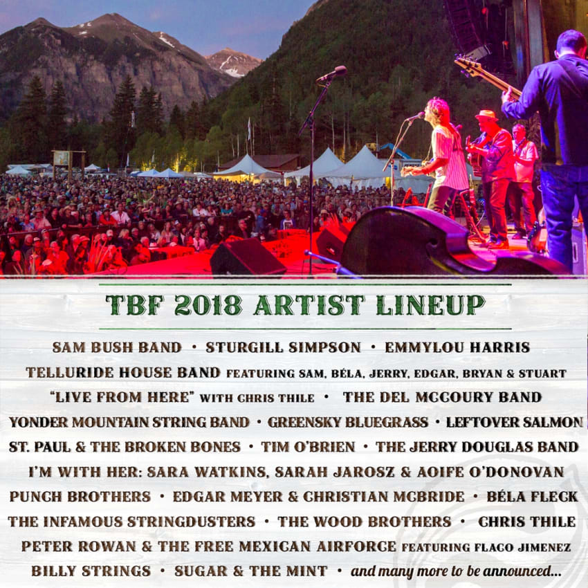 Telluride Bluegrass Festival Announces Initial 2018 Lineup