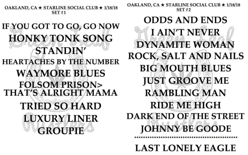 Green Leaf Rustlers Starline Setlist
