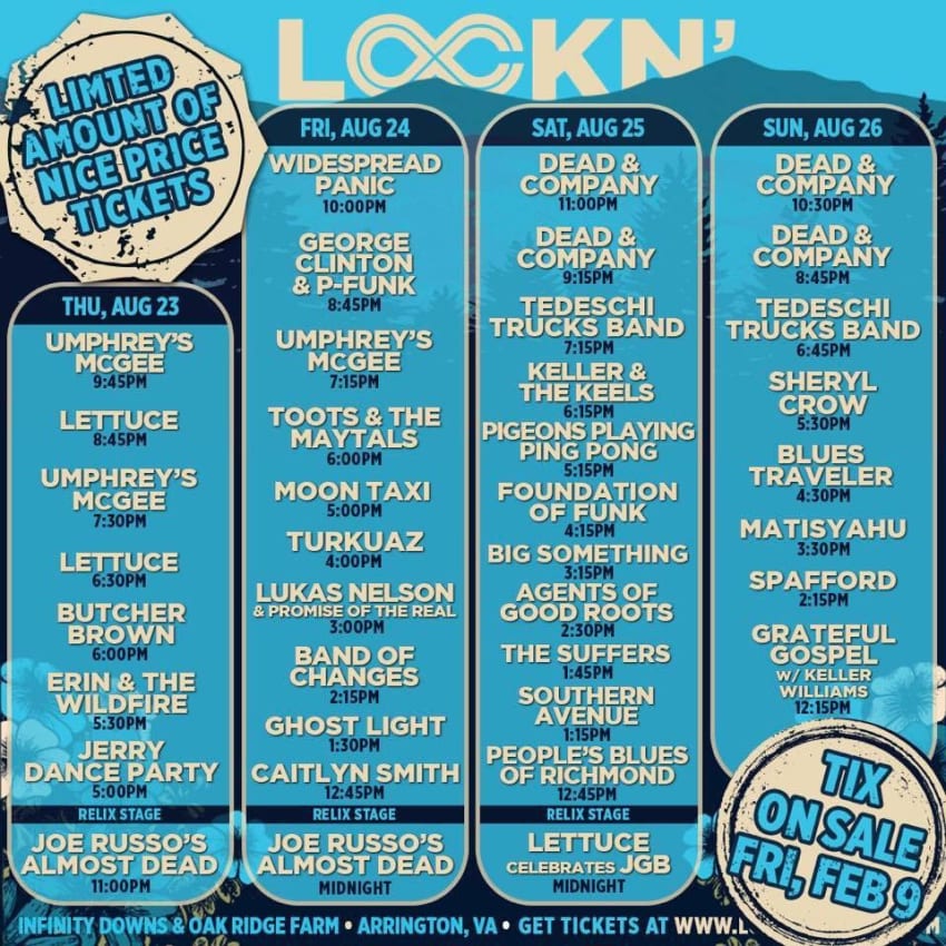 Lockn' Festival Reveals 2018 Lineup & Daily Schedules