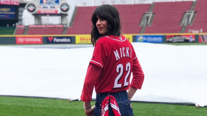 Nicki Bluhm Sings National Anthem At Cincinnati Reds Game