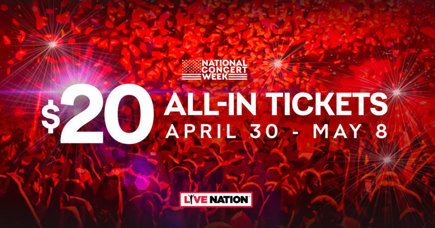 Live Nation National Concert Week Offers Discount $20 Tickets