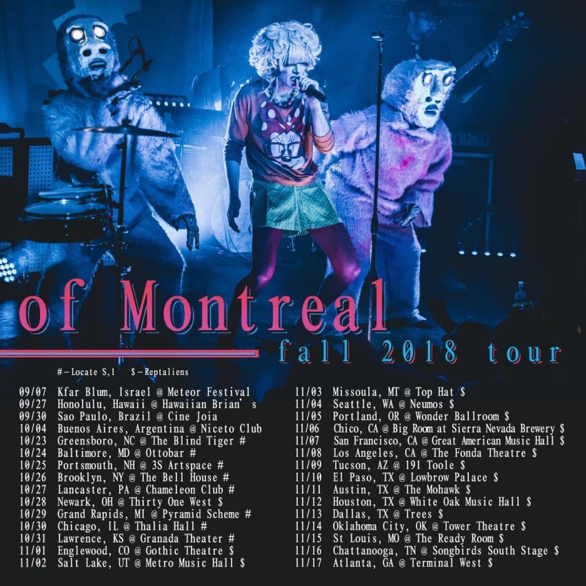 of Montreal Fall Tour 2018 Admat