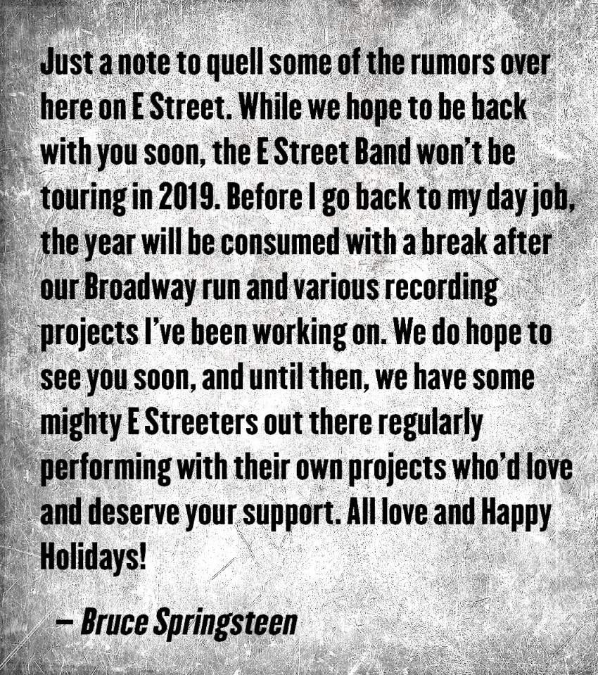 springsteen 2019 statement
