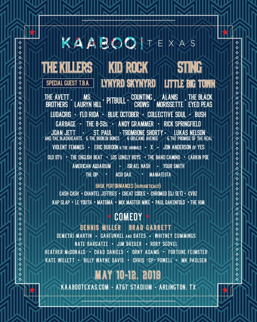 KAABOO Texas 2019 Poster Lineup