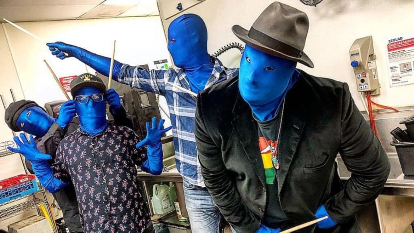 Pink Talking Fish Dresses As Blue Man Group On New Year's Eve In Washington D.C.