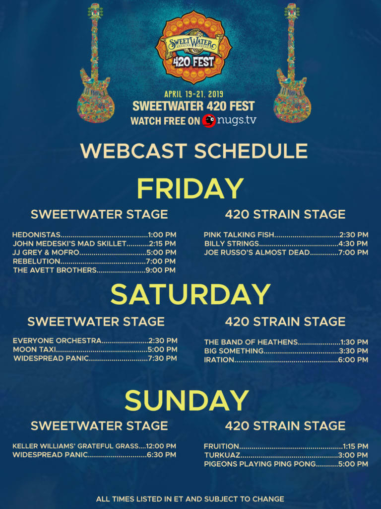 SweetWater 420 Fest 2019 Free Webcast Schedule
