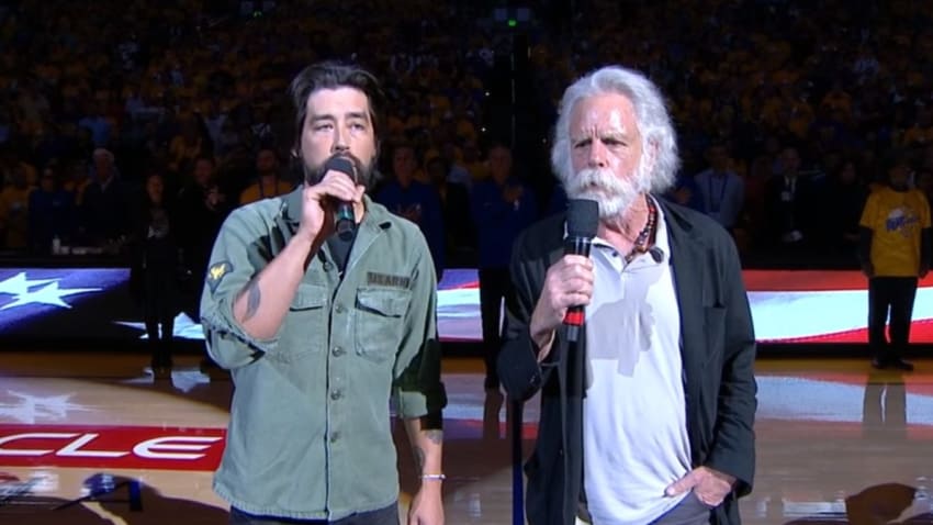 Bob Weir & Jackie Greene Sing National Anthem At NBA Game