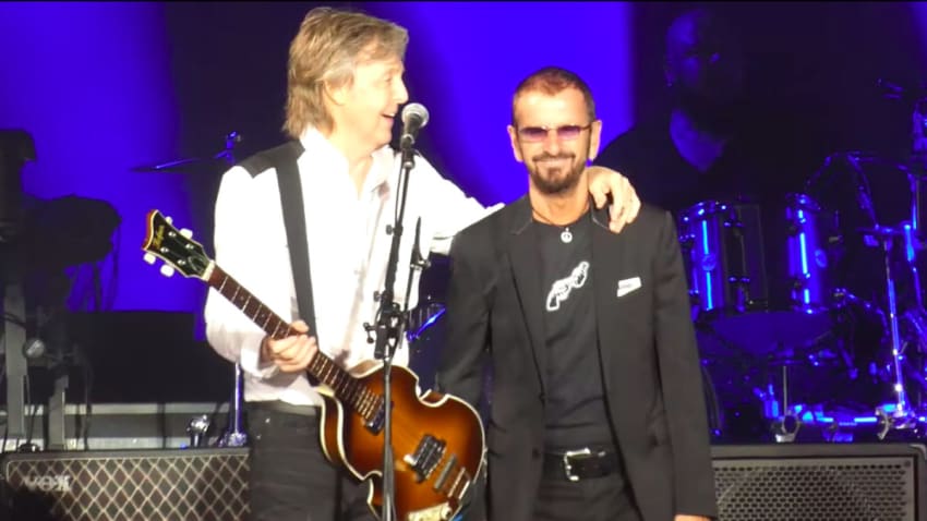 Paul McCartney Welcomes Ringo Starr & Joe Walsh At Dodger Stadium In Los Angeles