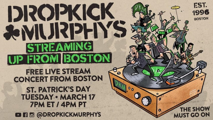 Dropkick Murphys Announce St. Patrick's Day Free Live Stream: Streaming Up From Boston