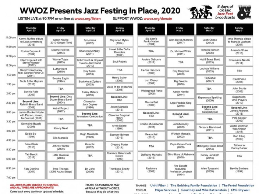 New Orleans Radio Station WWOZ Announces ‘Jazz Festing In Place