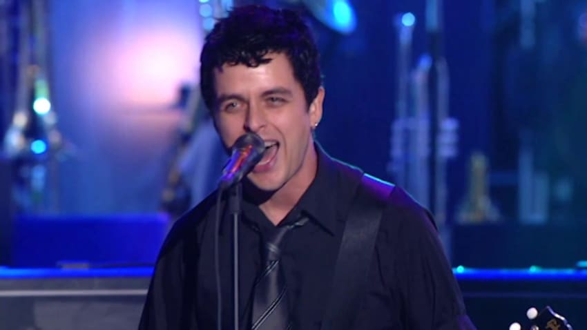 Green Day perform "Rockaway Beach" at the 2002 Rock & Roll Hall of Fame Induction Ceremony