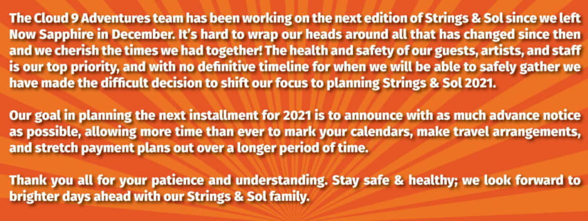 Strings Sol Statement Hiatus Coronavirus