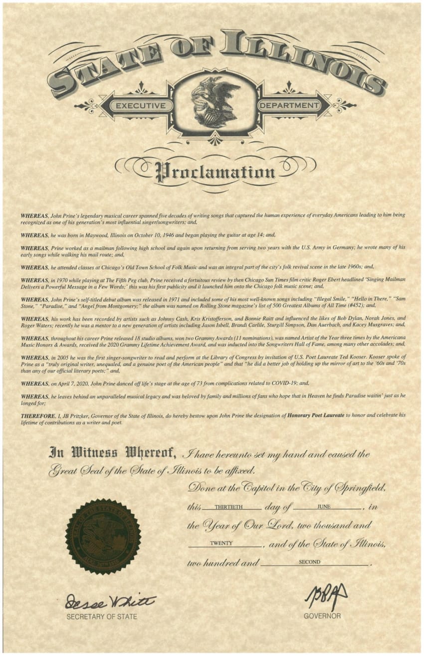 John Prine Poet Laureate Illinois