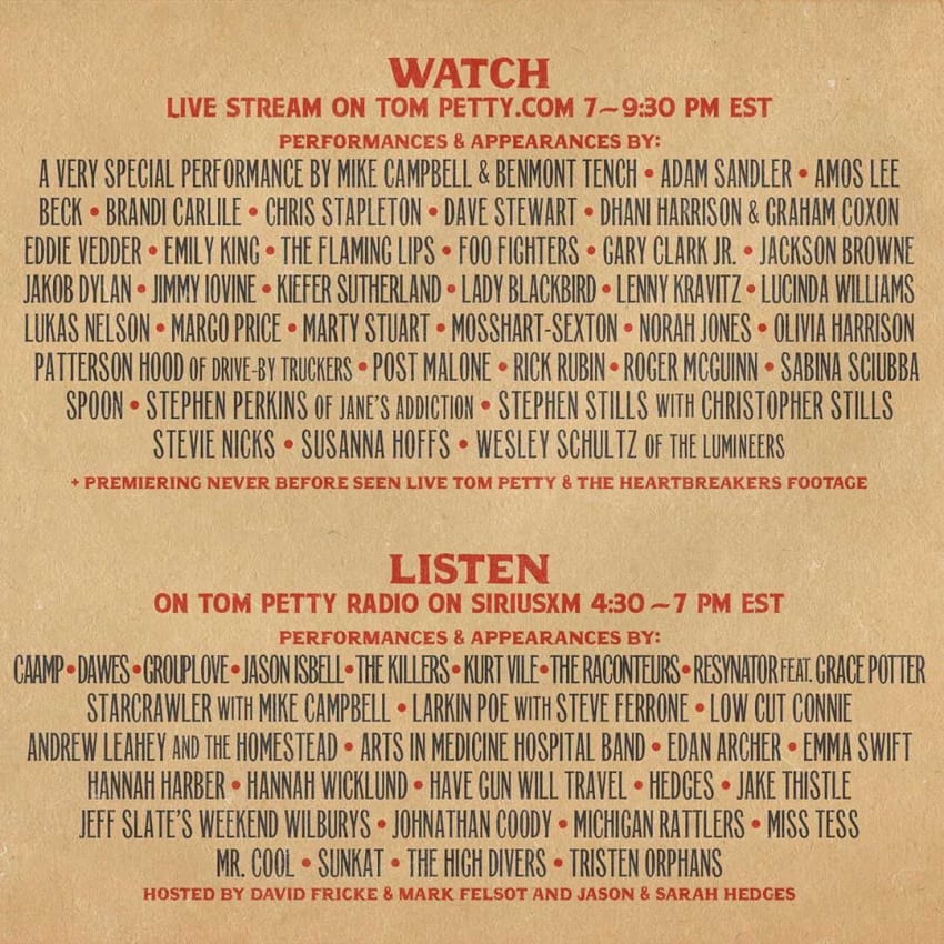 Tom Petty Birthday Bash Lineup