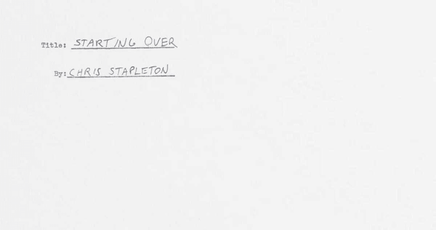 Chris Stapleton Starting Over Stream