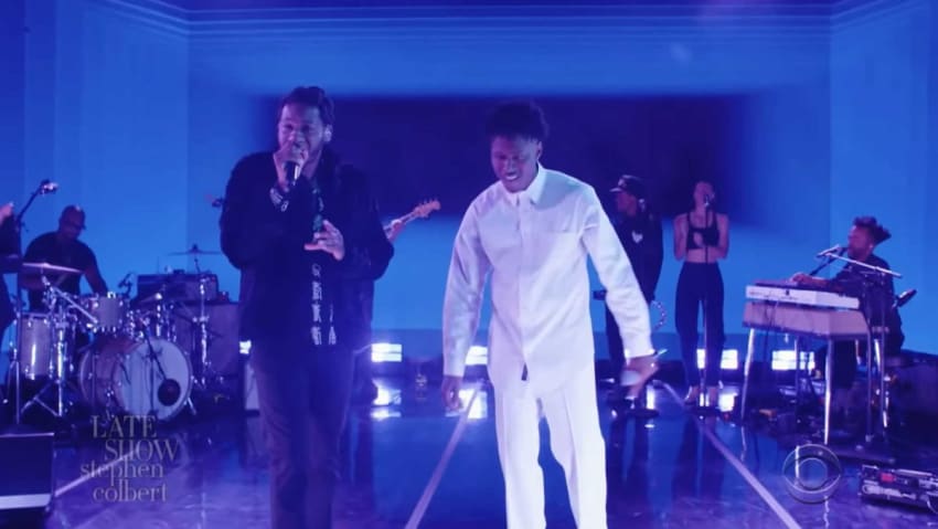 Leon Bridges Lucky Daye All About You Colbert Video
