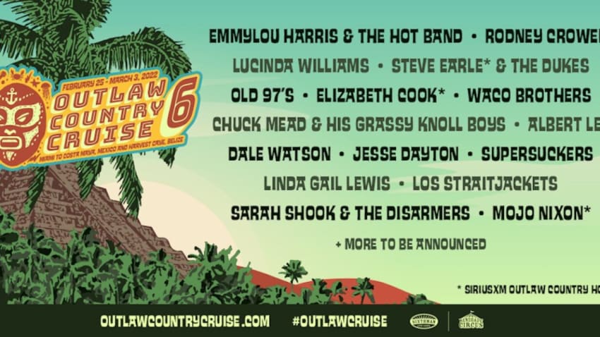 Outlaw Country Cruise 6 2022 Lineup: Emmylou Harris, Lucinda Williams, Steve Earle & More