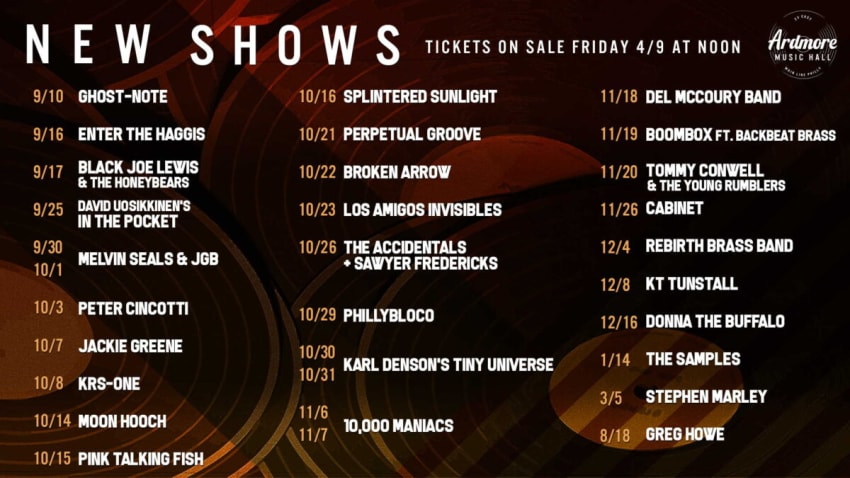 Ardmore Music Hall Fall 2021 Concerts