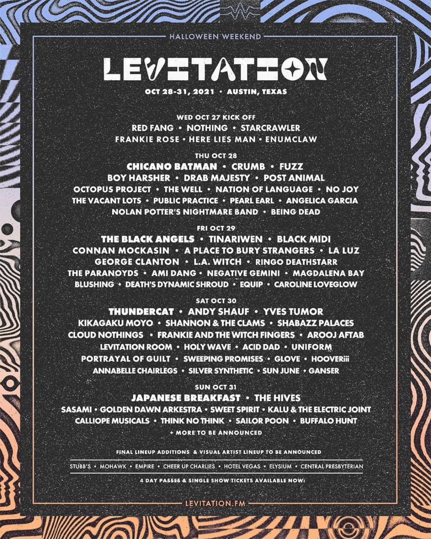 Levitation Festival Lineup 2021 Thundercat Japanese Breakfast Tinariwen