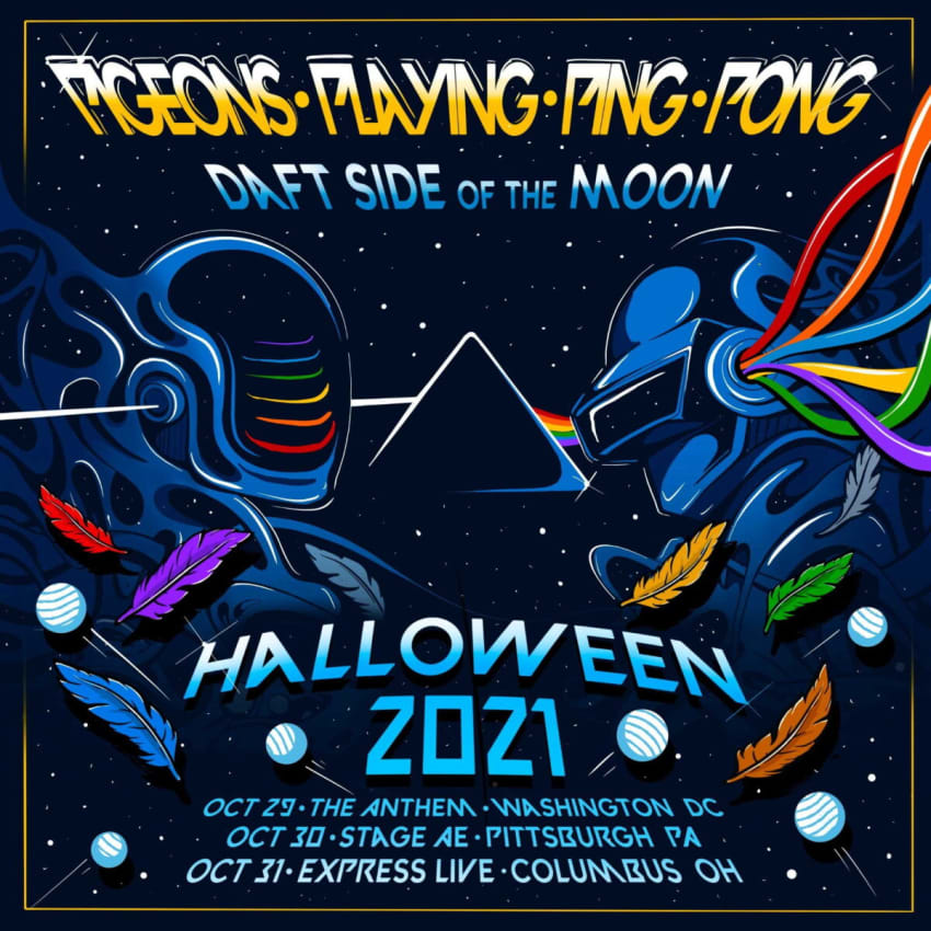 Pigeons Playing Ping Pong Halloween Daft Side Of The Moon Admat