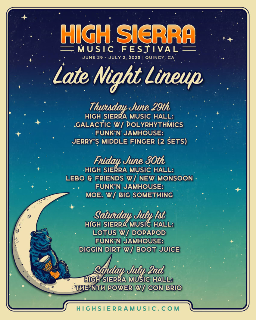 High Sierra Late Night Lineup 2023 Admat
