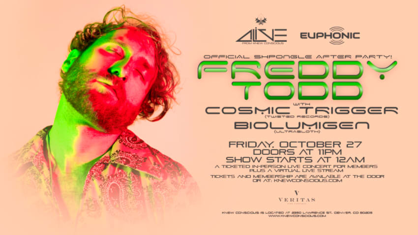 OFFICIAL SHPONGLE AFTERS – Freddy Todd w/ Cosmic Trigger & Biolumigen