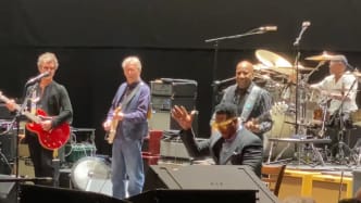 Cream - John McLaughlin , Kirk Hammett , Rod Stewart , Ronnie Wood Billy  Gibbons at #EricCLAPTON's tribute concert to Jeff Beck