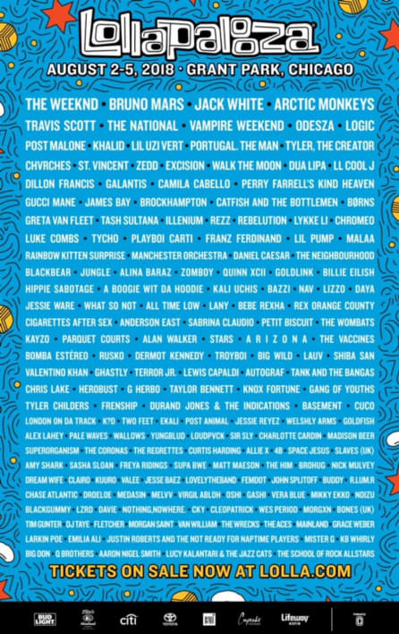 Lollapalooza Announces 18 Lineup