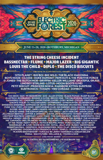Electric Forest 2020 Initial Lineup