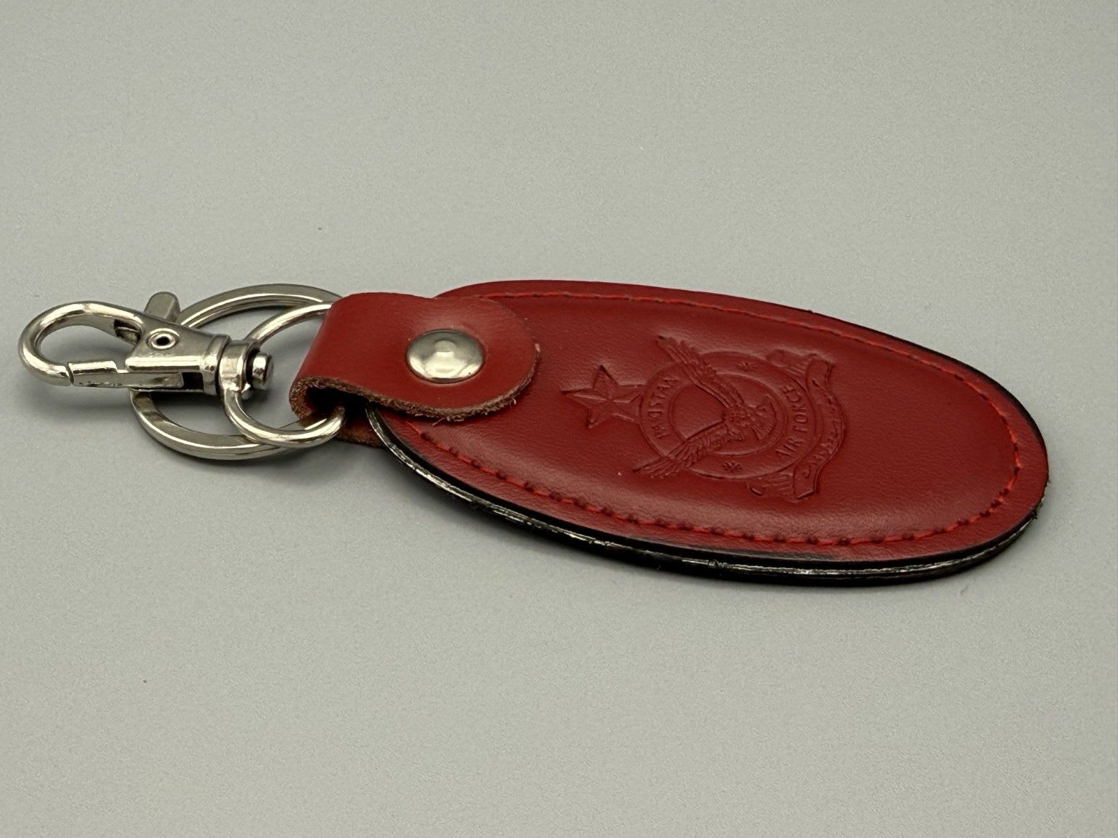 Pakistan Air Force Offcial Leather Keychain in Red color Beautiful and Classic