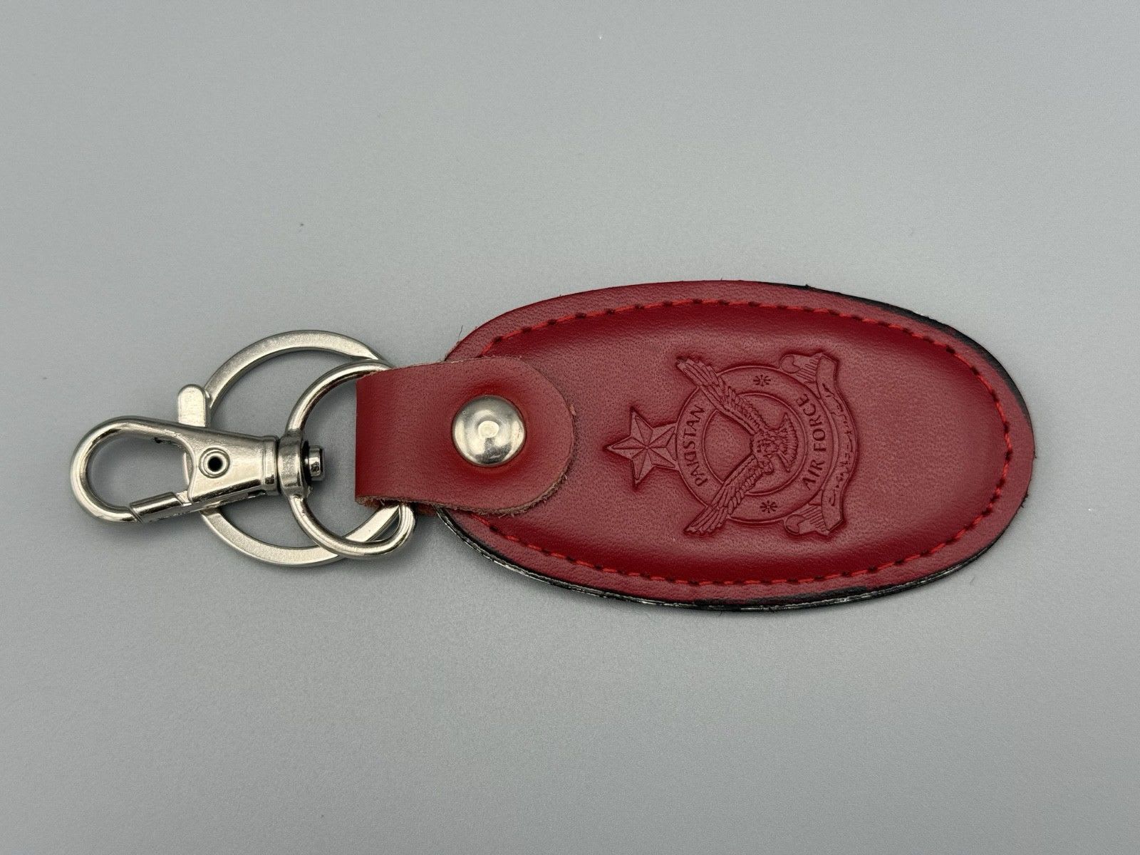 Pakistan Air Force Offcial Leather Keychain in Red color Beautiful and Classic thumbnail 3