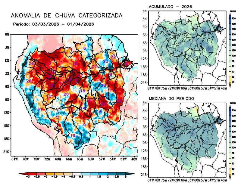 Anomalia de precipitação na Bacia Amazônica