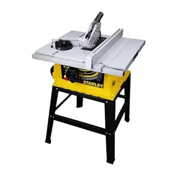 STANLEY SST1801-IN 1800W 254mm Table Saw With Frame, For Heavy-Duty Applications & Cutting Plywood, 150-hours Runtime, Compatible with 10” Cutting Blades, 1 Year Warranty, Yellow and Black